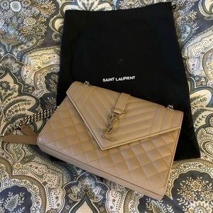 Saint Laurent Medium Envelope Monogram Matelassé Leather Shoulder Bag